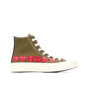 Converse chuck taylors army green high tops with hearts W size 11 never worn